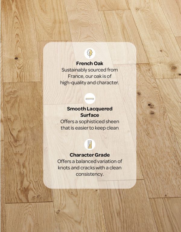 natural rustic oak smooth lacquered engineered wood