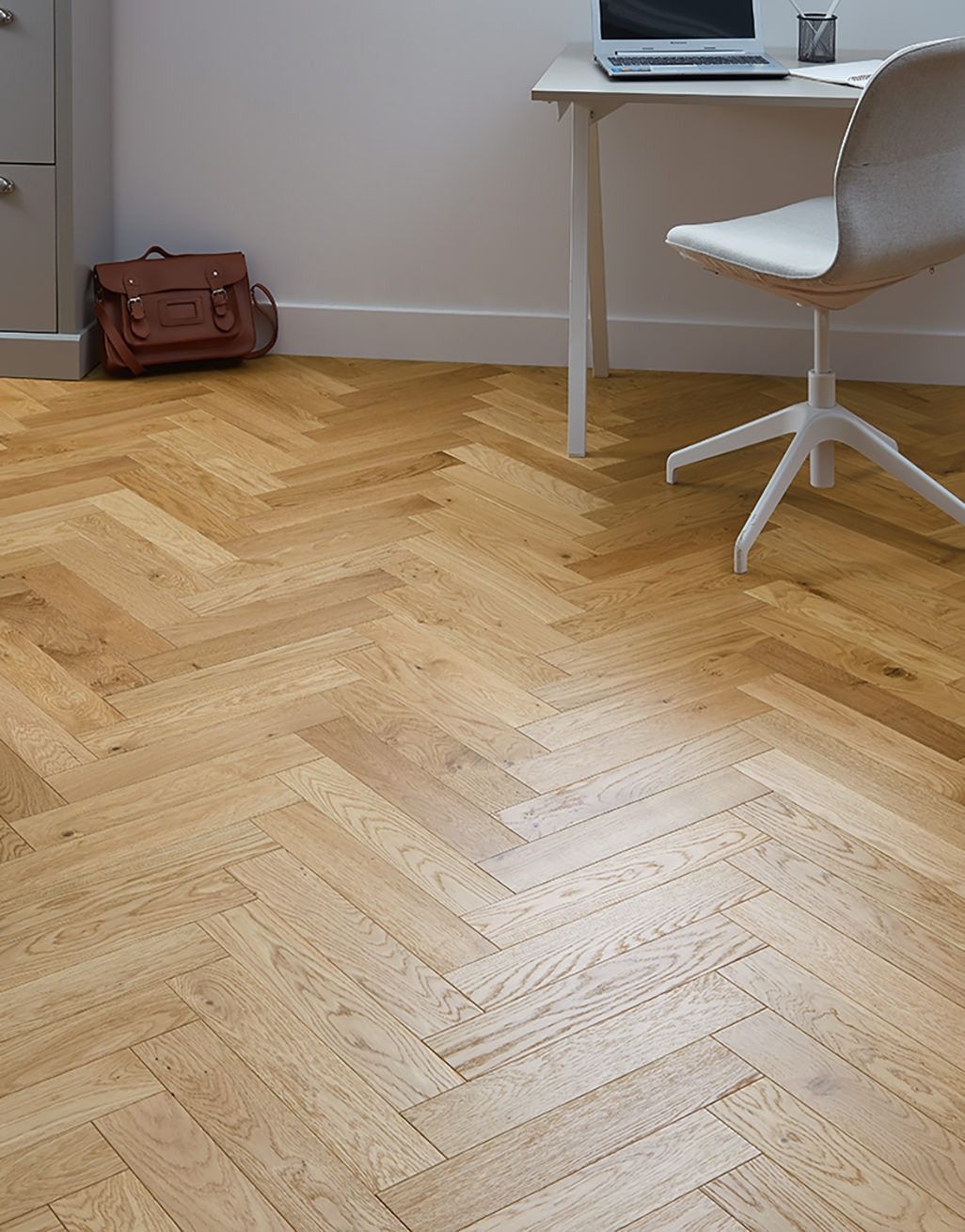 Ashbury Herringbone Natural Oak Brushed & Lacquered Engineered Wood Flooring