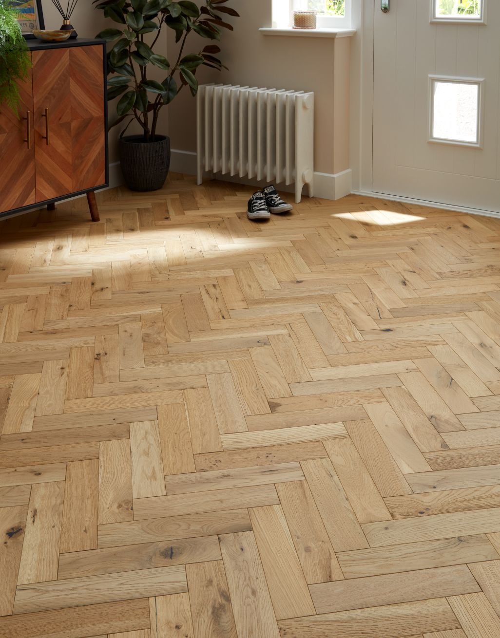 Artisan Herringbone Light Cotton Oak Brushed & Oiled Engineered Wood Flooring