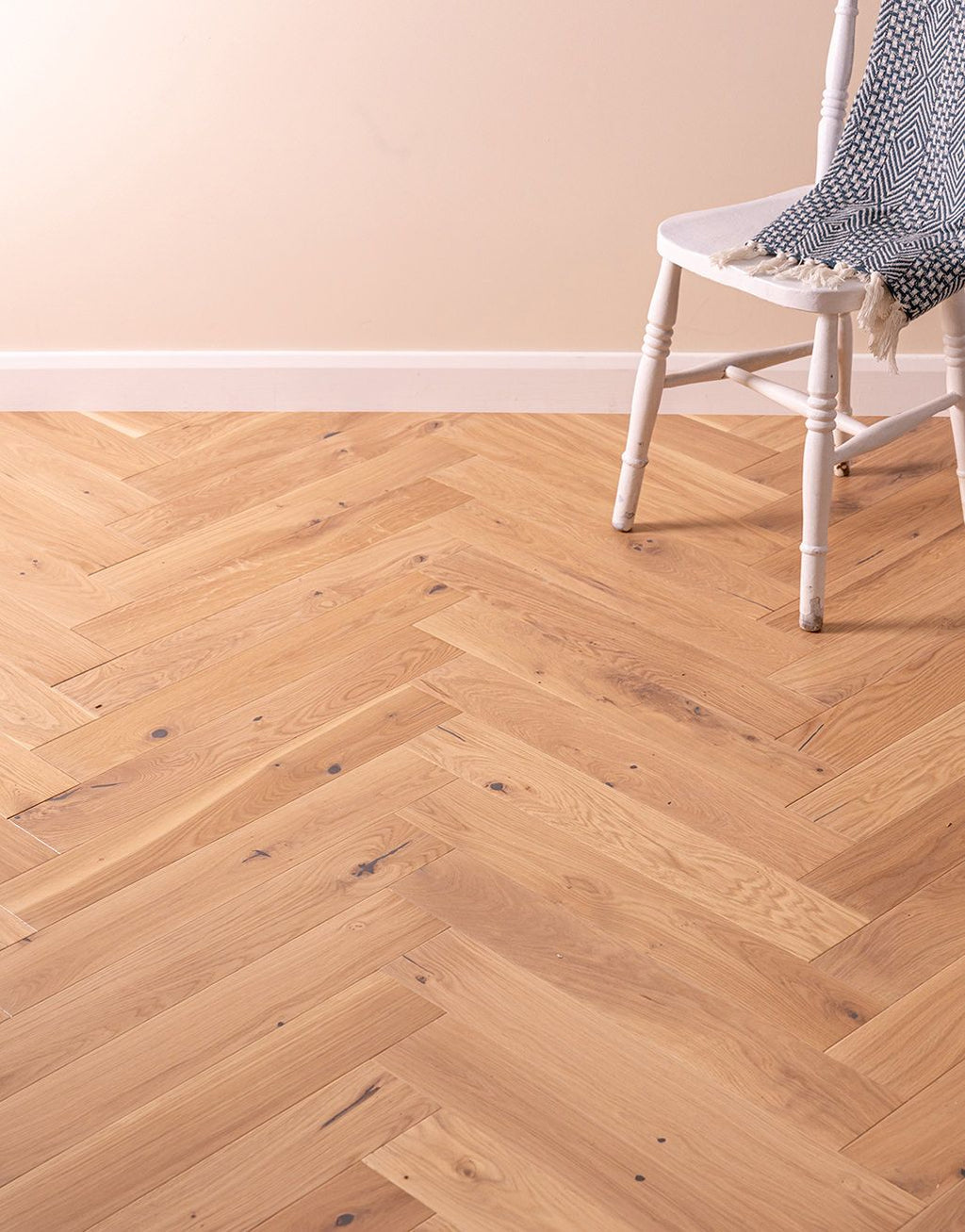 Carpenters Choice Herringbone Vanilla Oak Lacquered Engineered Wood Flooring