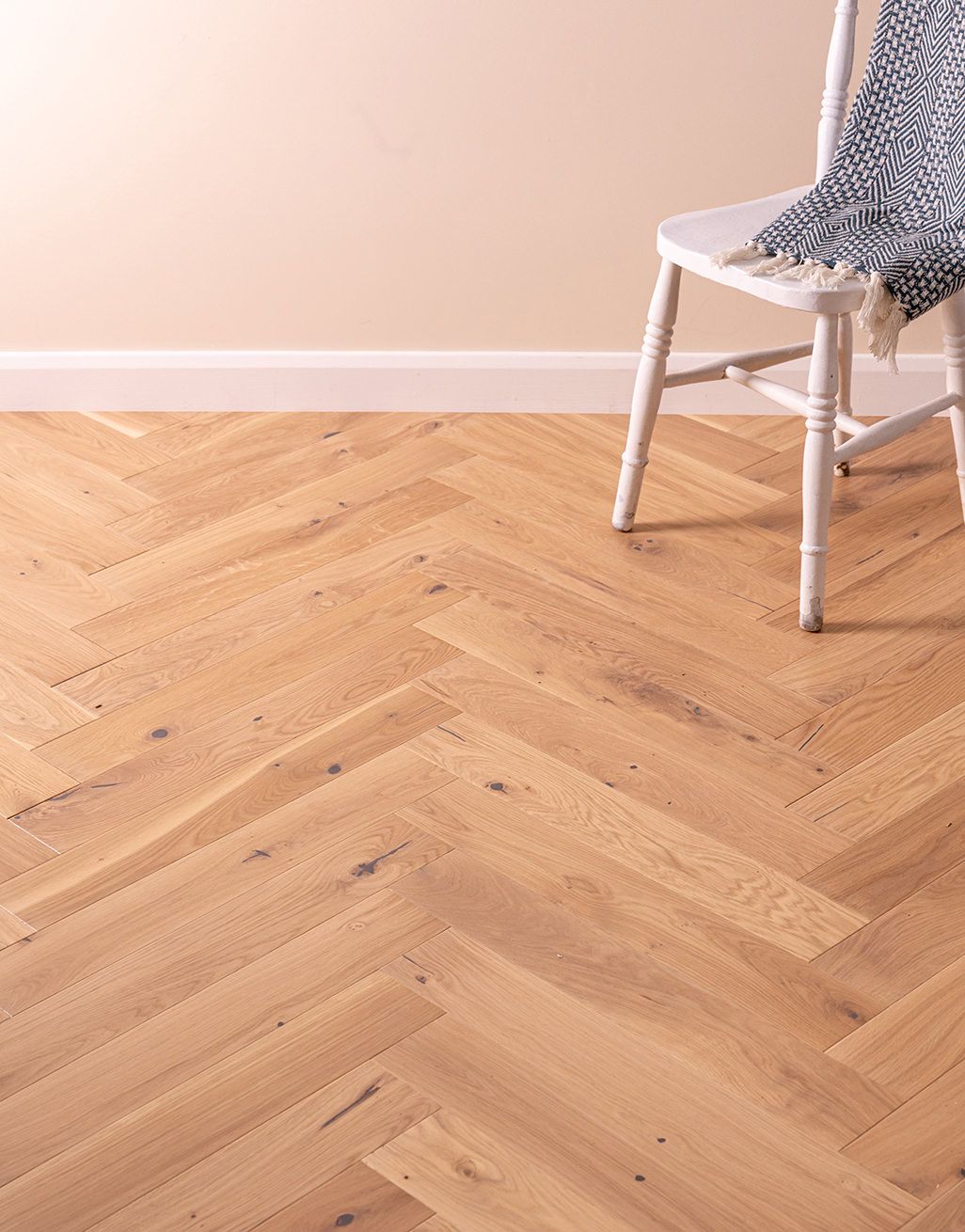 Carpenters Choice Herringbone Vanilla Oak Lacquered Engineered Wood Flooring
