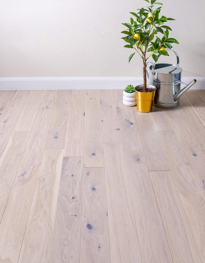 Carpenters Choice 110mm Whitewashed Oak Brushed & Lacquered Engineered Wood Flooring