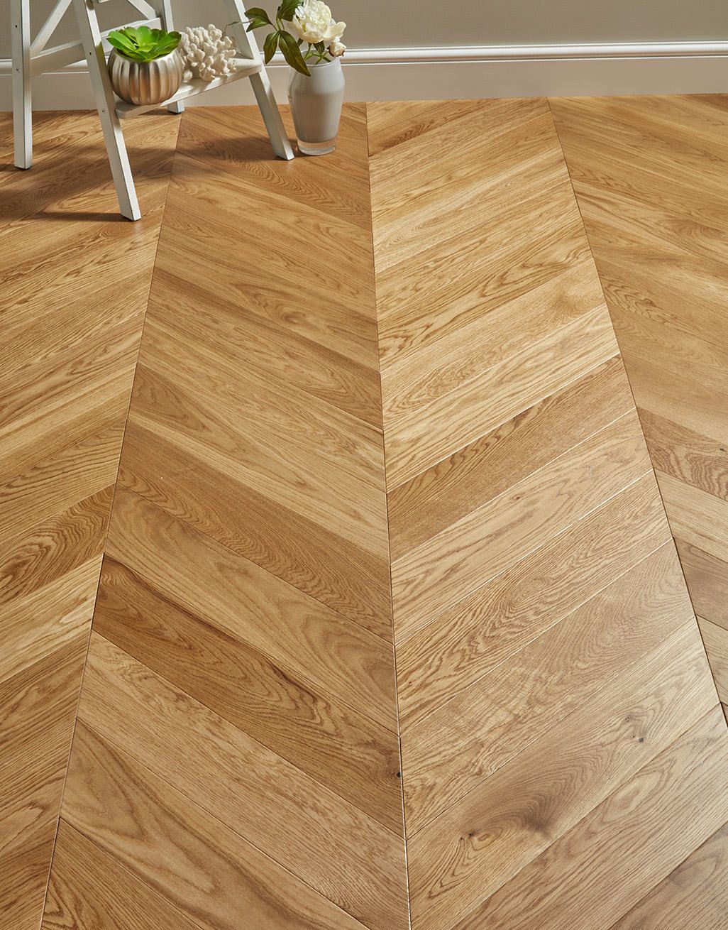 Chelsea Chevron - Natural Oak Brushed & Lacquered Engineered Wood Flooring