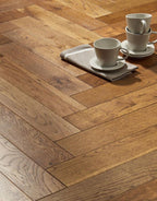 oxford herringbone golden smoked oak engineered wood flooring