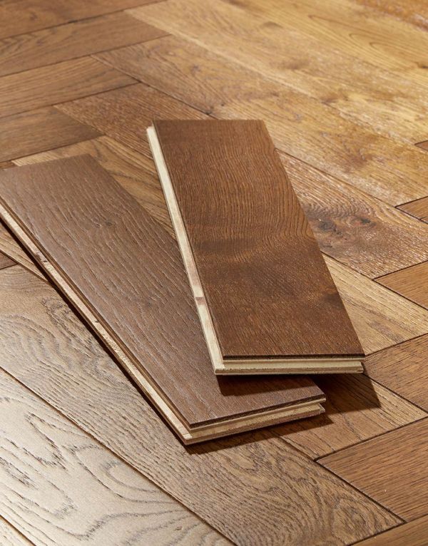oxford herringbone golden smoked oak engineered wood flooring