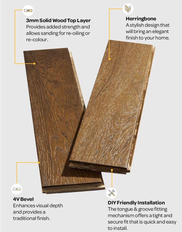 oxford herringbone honeycomb oak brushed oiled engineered wood flooring