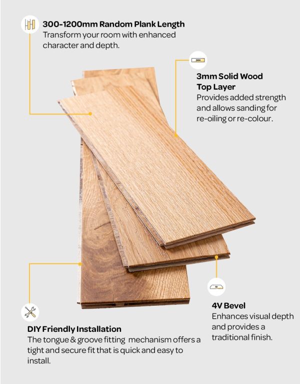 natural country oak brushed lacquered engineered wood flooring