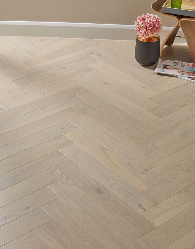 Bayswater Herringbone - Cappuccino Oak Brushed & Lacquered Engineered Wood Flooring